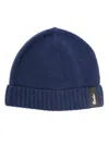 Borsalino Cashmere Beanie With Folded Brim And Ribbed Cuff In Blue