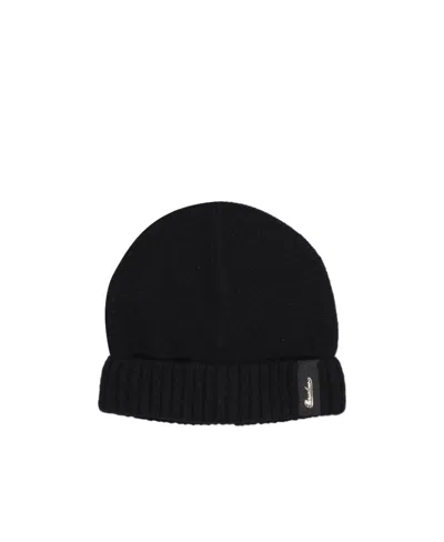 Borsalino City Logo-patch Cashmere Beanie In Black