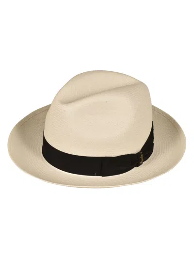 Borsalino Classic Weave Cowboy Hat In White/black