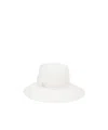 Borsalino Wide Brim Straw Hat With Ribbon Detail In White