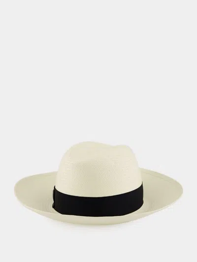 Borsalino Claudette Grosgrain-ribbon-detail Hat In White