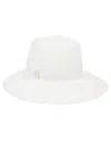 Borsalino Wide Brim Straw Hat With Ribbon Detail In White