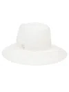 Borsalino Wide Brim Straw Hat With Ribbon Detail In White