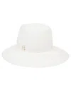 Borsalino Wide Brim Straw Hat With Ribbon Detail In White