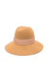 Borsalino Wide Brim Wool Hat With Bow Detail In Orange