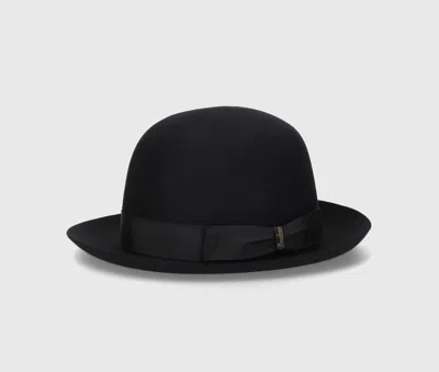Borsalino Claudio Alessandria Felt Rollable In Black, Tone On Tone Hatband