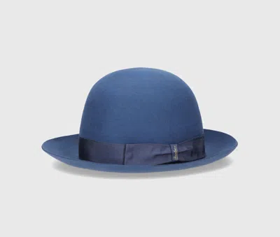 Borsalino Claudio Alessandria Felt Rollable In Denim, Tone On Tone Hatband