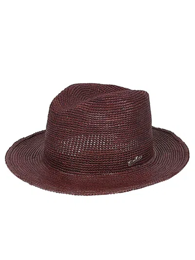 Borsalino Clochard Panama Hat In Burgundy