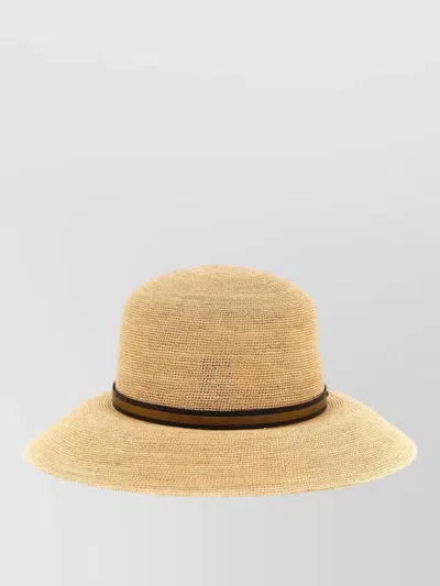 Borsalino Colombia Hat Wide Brim Woven Band In Gold