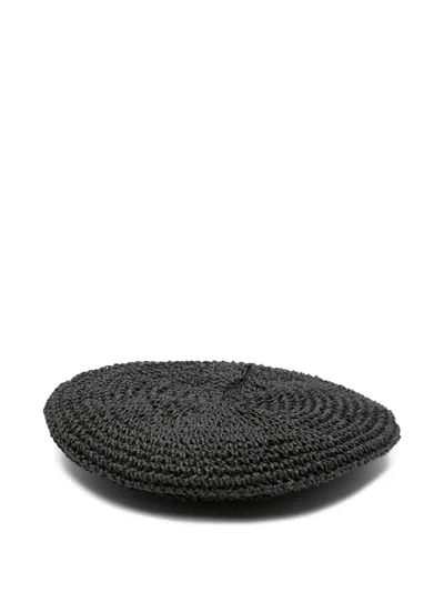 Borsalino Crochet Paper Hat In Black