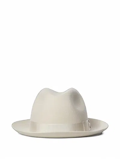 Borsalino Damiano Grosgrain-trim Fedora Hat In White