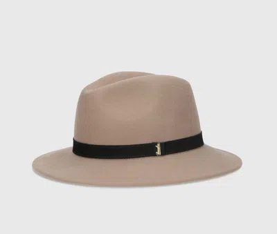 Borsalino Dario Crushable Wool Felt With Fleece Earflaps In Beige, Brown Hatband