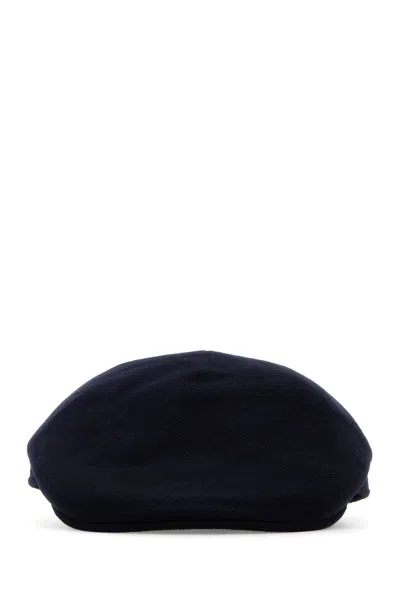 Borsalino Dark Blue Cashmere Parigi Flat Cap In Black