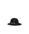 Borsalino Emi Alessandria Brushed Felt With Pearls Elastic Hatband Rollable In Black
