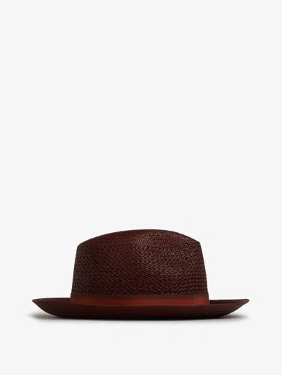 Borsalino Federico Panama Fantasy Hat In Burgundy