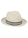 Borsalino Wide Brim Straw Panama Hat With Grid Pattern