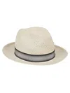 Borsalino Wide Brim Straw Panama Hat With Grid Pattern
