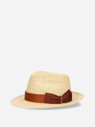 Borsalino Federico Panama Semi-chequered Hat In Neutral