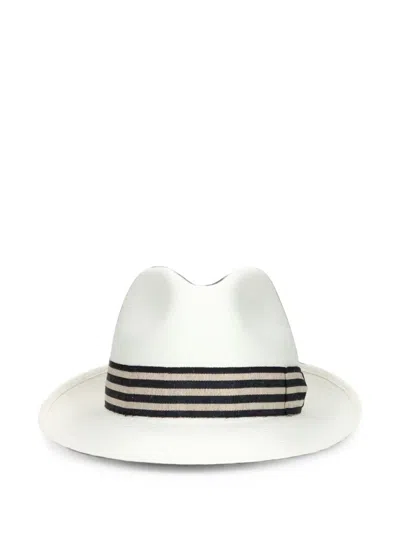 Borsalino Federico Striped-trim Panama Hat In White