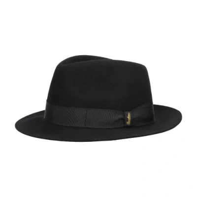 Borsalino Fedora Brushed Felt In Black_tonal_hat_band