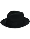 Borsalino Wide Brim Wool Hat With Ribbon Band In Black