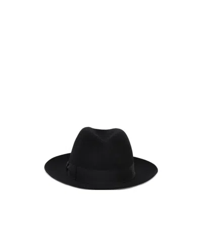 BORSALINO BORSALINO RIBBON-TRIMMED WIDE-BRIM FEDORA HAT
