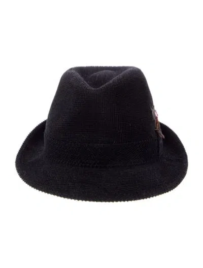 Pre-owned Borsalino Fedora Hat With Feather Accent In Black