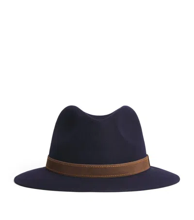 Borsalino Felt Country Alessandria Medium Brim Hat In Blue