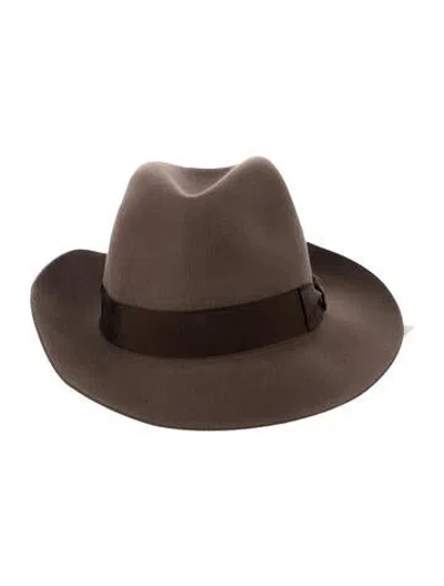 Pre-owned Borsalino Felt Fedora In Brown