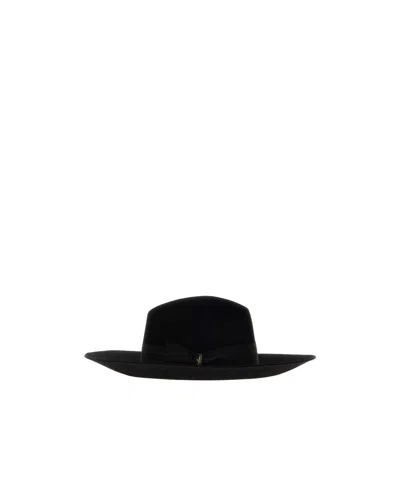Borsalino Felt Hat With A Bow In Black