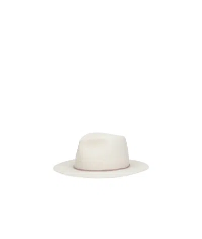 Borsalino Felted Fedora Hat In White