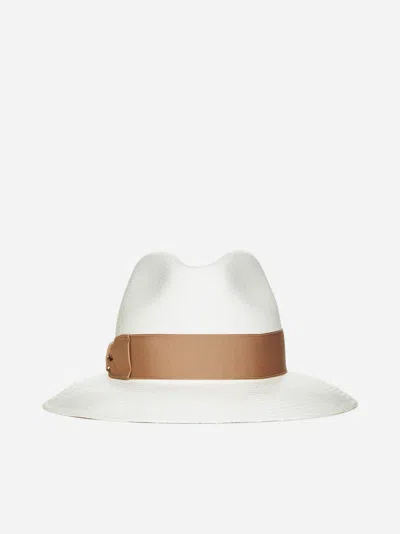 Borsalino Fine Large Brim Panama Hat In Coffee