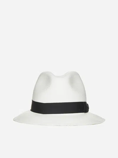 Borsalino Fine Mid Brim Panama Hat In Natural