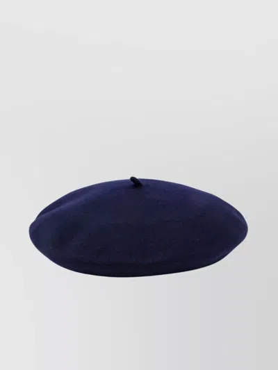Borsalino Flat Crown Round Shape Textured Wool Hat In Blue