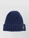 Borsalino Folded Cuff Ribbed Cashmere Beanie In Blue