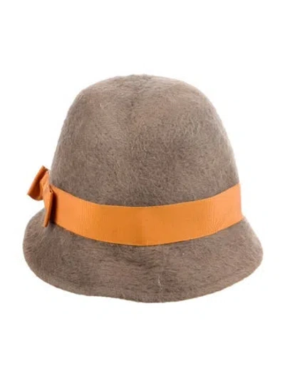 Pre-owned Borsalino Fur Felt Bucket Hat In Orange