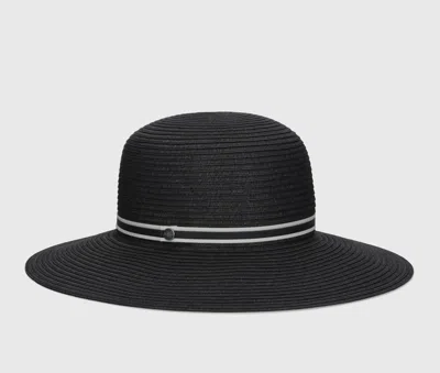 Borsalino Giselle Foldable Straw Hat In Nero,panna