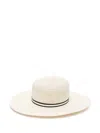 Borsalino Ribbon Detail Wide Brim Woven Texture Hat