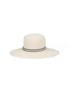 Borsalino Ribbon Detail Wide Brim Woven Texture Hat In Cream