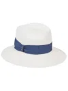 Borsalino Wide Brim Straw Hat With Grosgrain Ribbon
