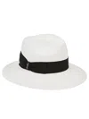 Borsalino Wide Brim Straw Hat With Black Band In Black