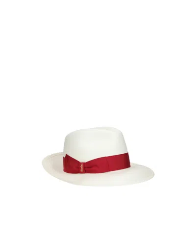 Borsalino Giulietta Panama Ribbon-trim Hat In White