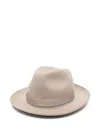 Borsalino Cashmere And Wool Hat With Ribbon Detail In Neutral
