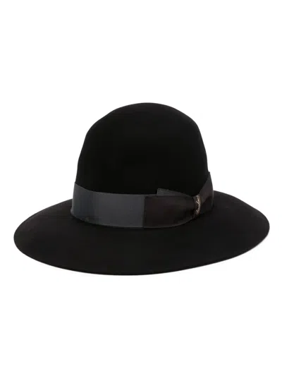 Borsalino Grosgrain-ribbon Felted Sun Hat In Black