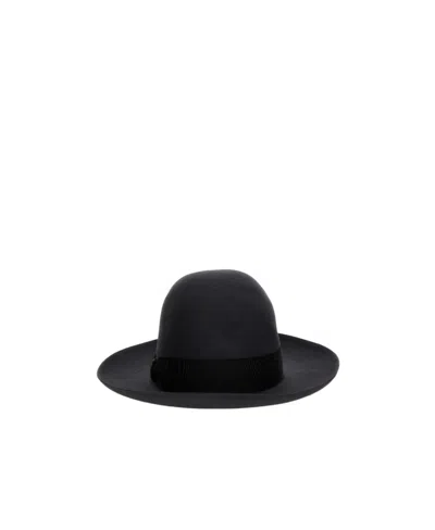 Borsalino Grosgrain-ribbon Felted Sun Hat In Black