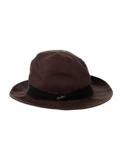 Pre-owned Borsalino Grosgrain Trim Bucket Hat In Brown