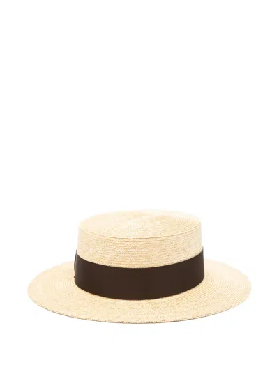 Borsalino Grosgrain-trim Boater Hat In Purple