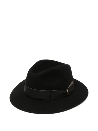 Borsalino Grosgrain-trim Fedora Hat In Animal Print