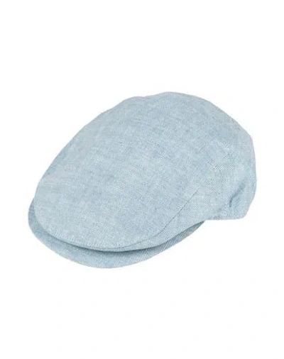 Borsalino Man Hat Sky Blue Size S Linen