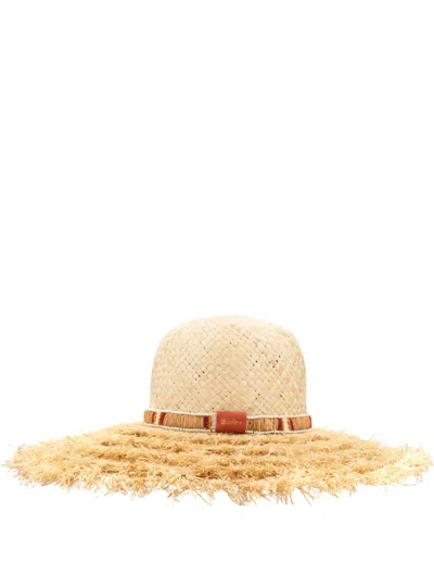 Borsalino Hat In Natural, Patterned Hat Band